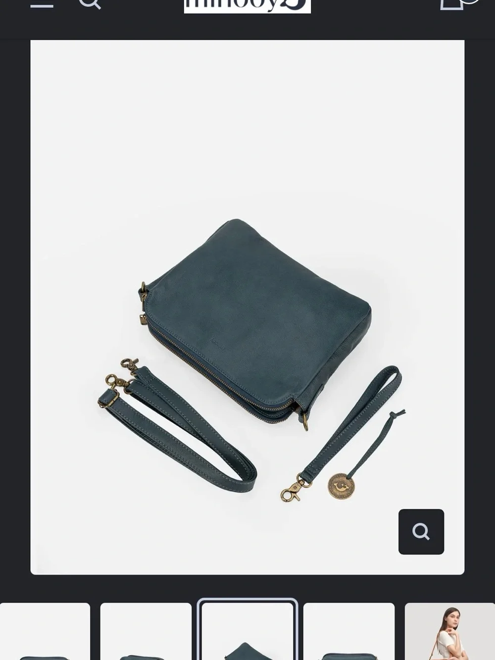 Women's Teal Leather Crossbody Bag with Adjustable Strap